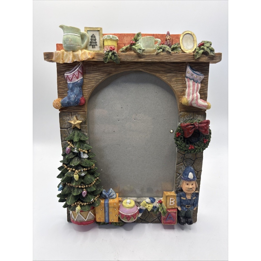 Christmas Picture Frame Fireplace Style Stocking 4x6 Glass Walmart‎